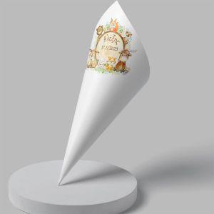 Paper candy cones Forest animals on a trunk