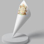 Paper candy cones Forest animals on a trunk