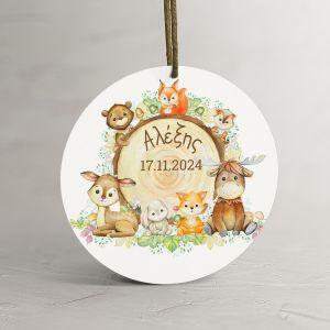 Labels thank you, Forest animals on a trunk