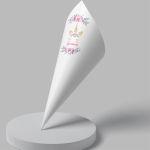 Paper candy cones Unicorn with painted flowers
