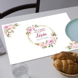 Placemat, Flowers golden circles 2