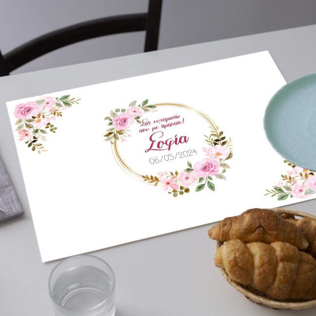 Placemat, Flowers golden circles