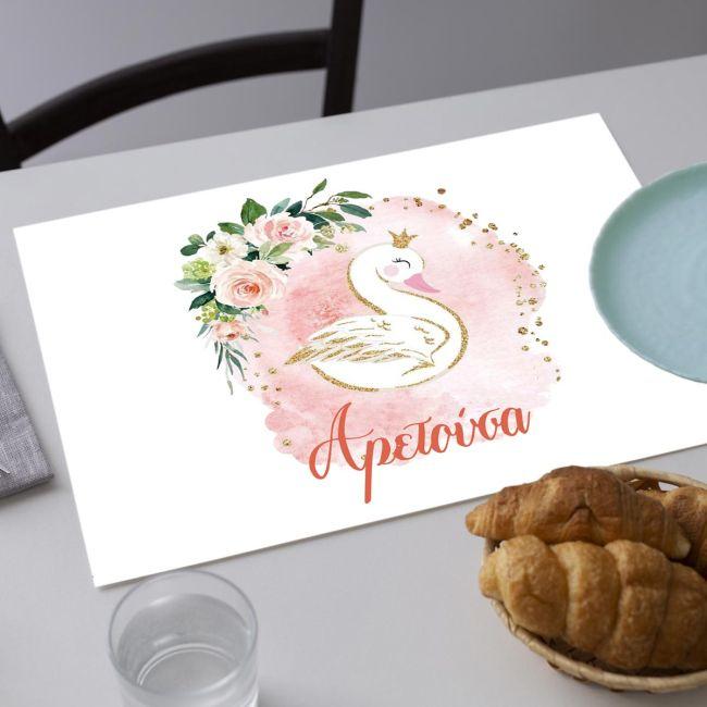 Placemat, Swan with flowers