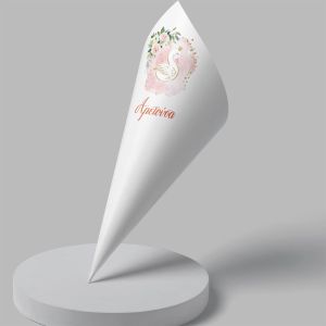 Paper candy cones Swan with flowers