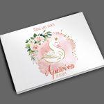 Wishes book, Swan with flowers