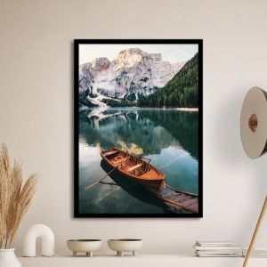Green lake and a boat II αφίσα κάδρο  Αφίσα πόστερ με μαύρη κορνίζα
