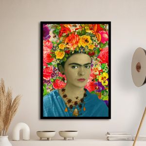 Frida Black eyes red lips αφίσα κάδρο  Αφίσα πόστερ με μαύρη κορνίζα