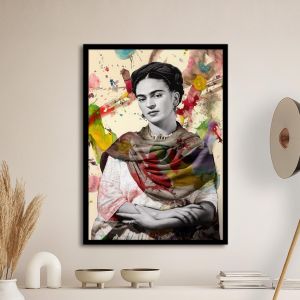  Frida in abstract colors αφίσα κάδρο  Αφίσα πόστερ με μαύρη κορνίζα