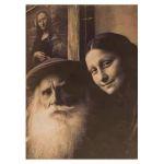 Leonardo with Mona Lisa photograph, poster