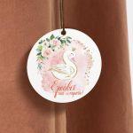 Labels thank you, Swan with flowers