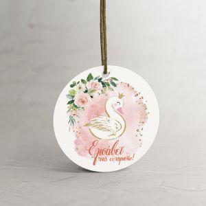 Labels thank you, Swan with flowers 2