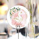 Labels thank you, Swan with flowers