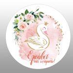 Labels thank you, Swan with flowers