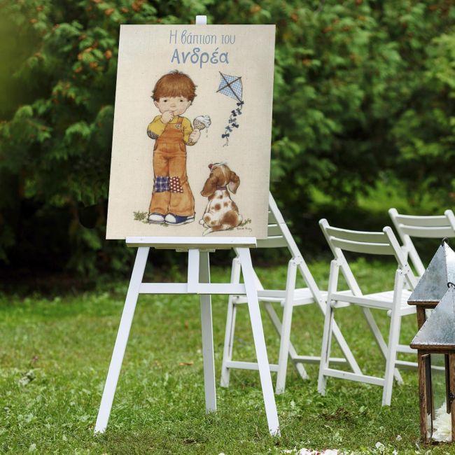 Canvas print baptism, Boy with dog Sarah kay