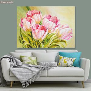 Πίνακας σε καμβά Τουλίπες, Pink tulips