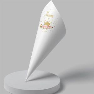 Paper candy cones Golden crown with roses