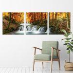 Canvas print Forest waterfall,3 panels