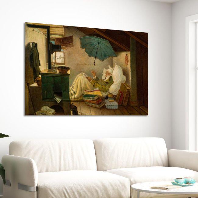 Canvas print The poor poet, Carl Spitzweg