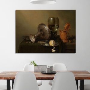 Πίνακας ζωγραφικής Still life with a gilded beer tankard Willem Claesz Καμβάς τελαρωμένος