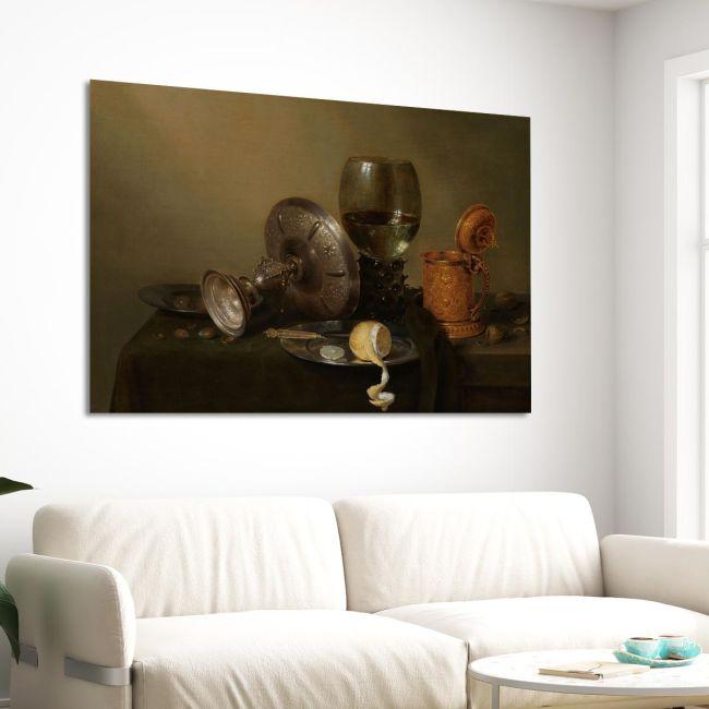 Canvas print Still life with a gilded beer tankard, Willem Claesz