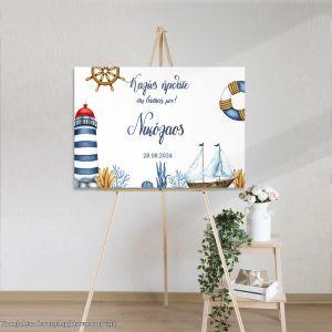 Canvas print Baptism reception, watercolor nautical theme 2