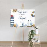 Canvas print Baptism reception, watercolor nautical theme