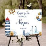 Canvas print Baptism reception, watercolor nautical theme