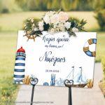 Canvas print Baptism reception, watercolor nautical theme