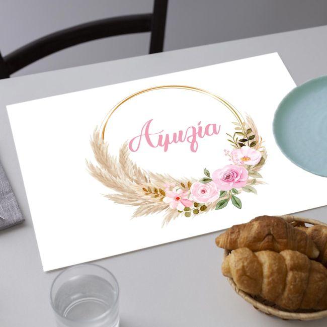 Σουπλά μιας χρήσης, Pampas grass and pink flowers