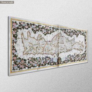 Canvas print Medieval map of Krete panoramic Framed canvas View 1 2