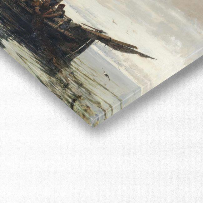 Canvas print Gathering the fishnets, panoramic