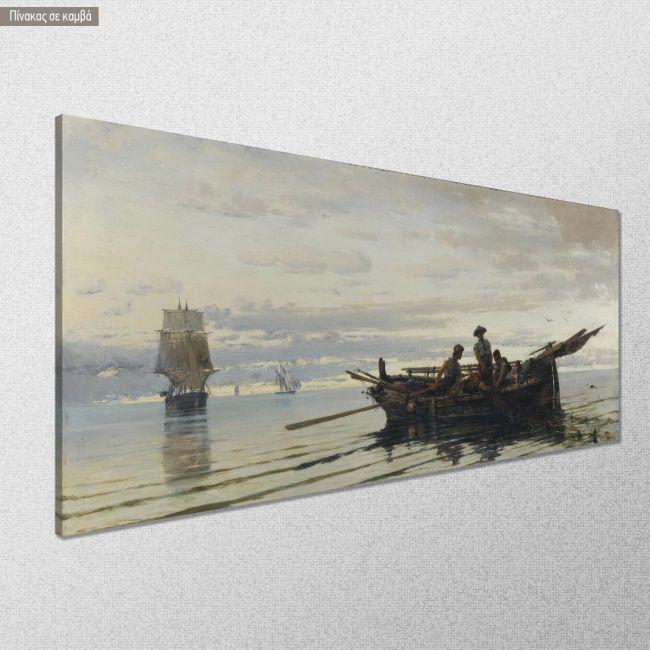 Canvas print Gathering the fishnets, panoramic