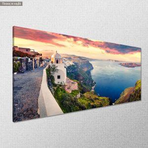 Canvas print Sunny morning in Santorini panoramic Framed canvas View 1 2