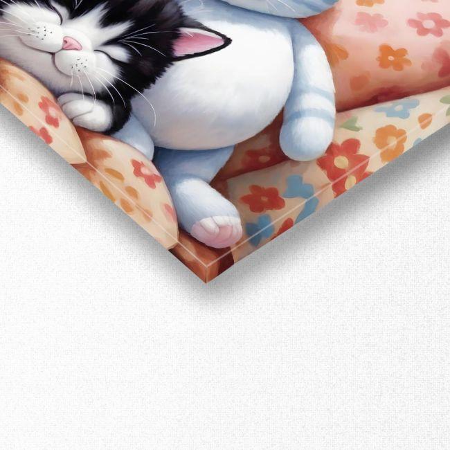 Canvas print Sleeping with stuffed toys, panoramic