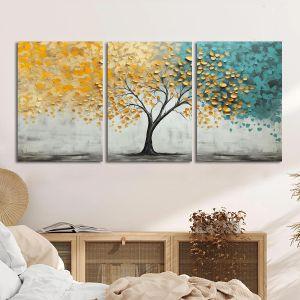 Golden leaf's tree, three panels poster