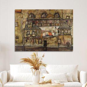 Canvas print House wall on the river, Schiele E.