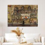 Canvas print House wall on the river, Schiele E.