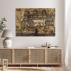 Πίνακας ζωγραφικής House wall on the river Schiele E. Καμβάς τελαρωμένος Όψη 1 2