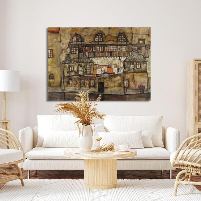 Canvas print House wall on the river, Schiele E.