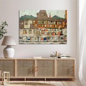 Canvas print Houses with drying laundry Schiele E. Framed canvas View 1 2