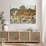 Canvas print Houses with drying laundry, Schiele E.