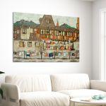 Canvas print Houses with drying laundry, Schiele E.