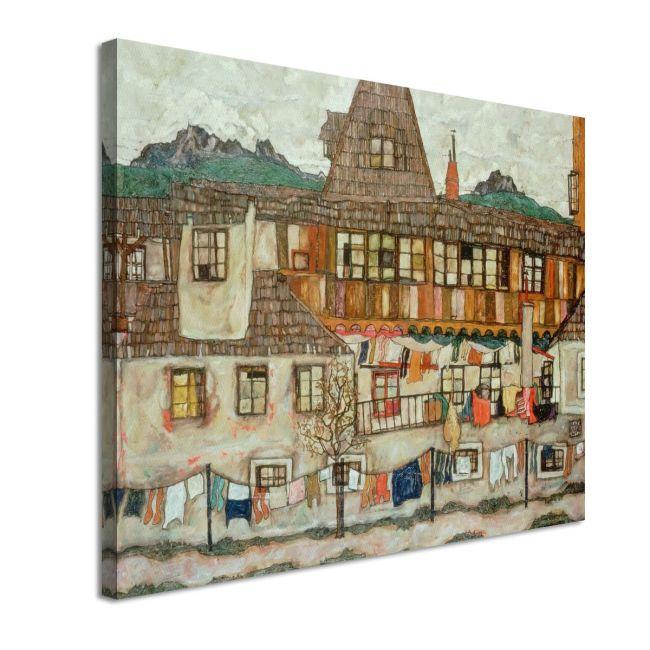 Canvas print Houses with drying laundry, Schiele E.