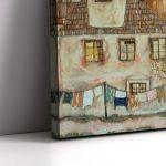 Πίνακας ζωγραφικής Houses with drying laundry Schiele E.  Αφίσα πόστερ με μαύρη κορνίζα