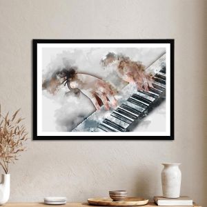 Beautiful hands playing piano αφίσα κάδρο  Αφίσα πόστερ με μαύρη κορνίζα