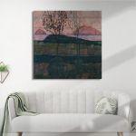 Canvas print Setting sun square, Schiele Egon