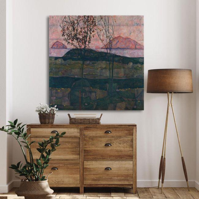 Canvas print Setting sun square, Schiele Egon