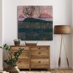 Canvas print Setting sun square, Schiele Egon