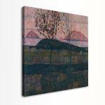 Canvas print Setting sun square, Schiele Egon