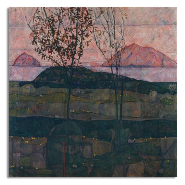 Canvas print Setting sun square, Schiele Egon